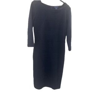 NWT Doncaster  Collection Textured Print Blue Dress Sz 8 Career Preppy Slimming